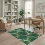 Vibrant Green Palm Frond Area Rug