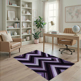 Purple Purple Zigzag Geometric Area Rug