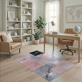 Pink Grey Marble Geometric Area Rug