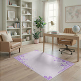 Whimsical Purple Floral Border Area Rug