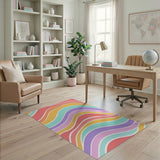 Abstract Area Vibrant Wavy Multi-Color Area Rug