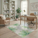 Watercolor Green Fan Leaf Area Rug