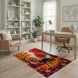 Black Fox Autumn Forest Silhouette Rug