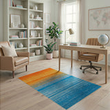 Orange to Blue Gradient Striped Area Rug