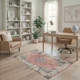 Pink Distressed Vintage Medallion Rug