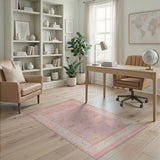 Blush Pink Gold Geometric Tribal Rug