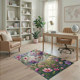 Pink Purple Wildflower Meadow Area Rug