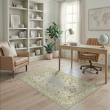 Cream Floral Vines Butterflies Vintage Rug