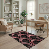 Pink Black Fan Arch Geometric Area Rug