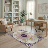 Pink Purple Floral Mandala Persian Rug