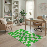Geometric Modern Vibrant Green Geometric Block Area Rug