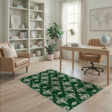 Floral Vintage Elegant Green Damask Floral Area Rug