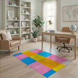 Vibrant Multi-Color Geometric Grid Area Rug