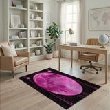 Cosmic Pink Moon Geometric Area Rug