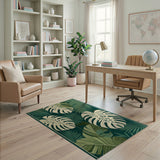 Variegated Monstera Leaf Green Area Rug