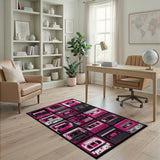 Pink Cassette Tape Collage Area Rug