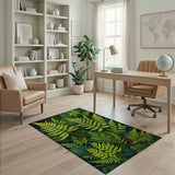 Lush Green Fern Cluster Area Rug