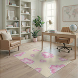 Whimsical Pink Blossom Beige Area Rug