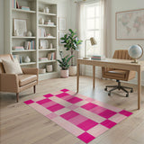 Vibrant Pink Grid Area Rug