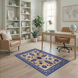 Traditional Persian Blue and Teal Ornate Blue Floral Persian Area Rug