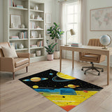 Vibrant Cosmic Planets Geometric Area Rug