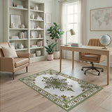 Ornate Green Medallion Floral Rug