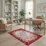 ODIKA Washable Heart Confetti Festive Area Rug - Non-Slip, Low Pile, Pet & Kid Friendly