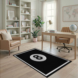 ODIKA 8-Ball Modern Black & White Washable Low Pile Area Rug