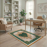 Ornate Teal Heart with Gold Filigree Area Rug