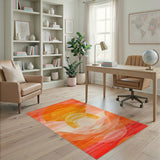 Abstract Orange Sunset Geometric Area Rug