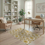 Elegant Gold Sunflower Vine Floral Rug