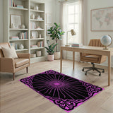 Pink Sunburst Ornate Border Area Rug