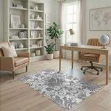 Grey Floral Vintage Elegant Grey Damask Floral Area Rug