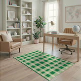 Green Green Gingham Check Area Rug