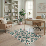 Cream Fir Branches Red Ornaments Stars Pattern Area Rug