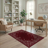 Elegant Red Ornate Border Area Rug