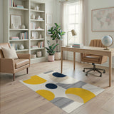 ODIKA Modern Abstract Geometric Washable Rug - Low Pile Non-Slip Area Rug