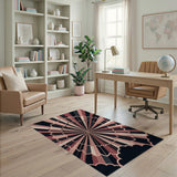 Pink Radiant Pink Starburst Geometric Area Rug