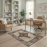 Ornate Beige Persian Medallion Rug