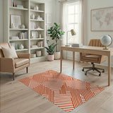 Orange Bold Orange Geometric Line Area Rug