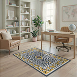 Gold Geometric Modern Area Rug