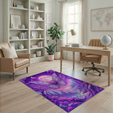 Magical Purple Butterfly Moon Forest Area Rug
