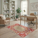 Red Traditional Persian Ornate Red Persian Border Area Rug