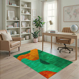 Bold Green Orange Abstract Wave Area Rug