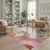 Modern Curved Abstract Area Rug in Pink Orange