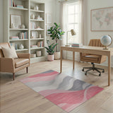 Wavy Pink Grey Abstract Area Rug