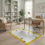 Whimsical Yellow Mushroom Border Area Rug