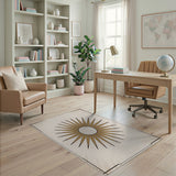 Golden Sunburst Geometric Geometric Modern Area Rug