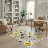 Kids Cartoon Yellow Whimsical Yellow Mushroom Area Rug