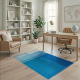 Ombre Blue Gradient Geometric Area Rug